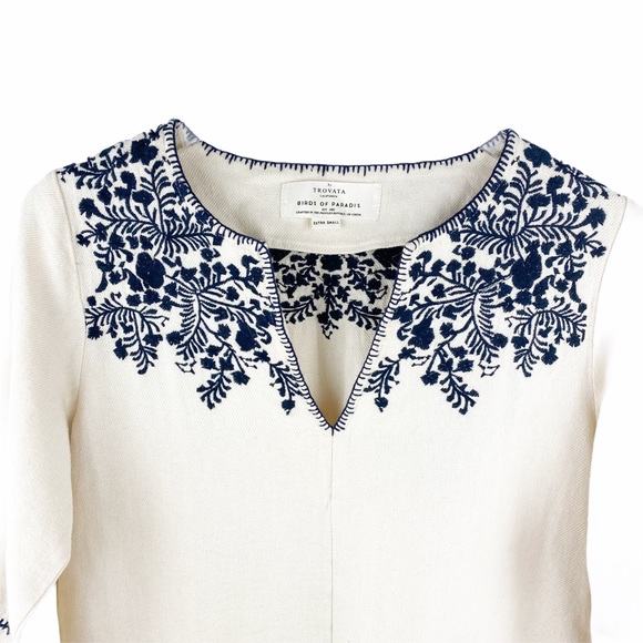 Anthropologie TROVATA Birds of Paradise Nina Linen Shift Dress XS - Picture 6 of 11